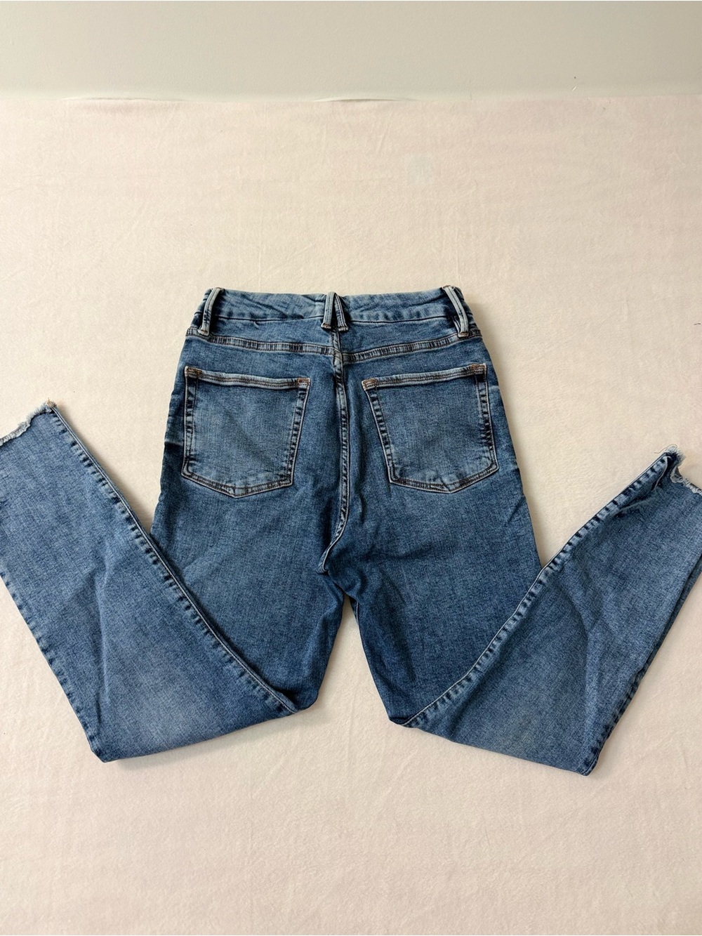 Good American High-Rise Back-Pocket Blue Denim Jeans